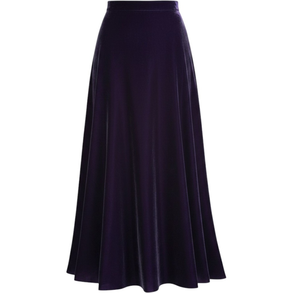 Velvet Maxi Skirt Women Size 25" Waist Purple Vintage Long Full Goth